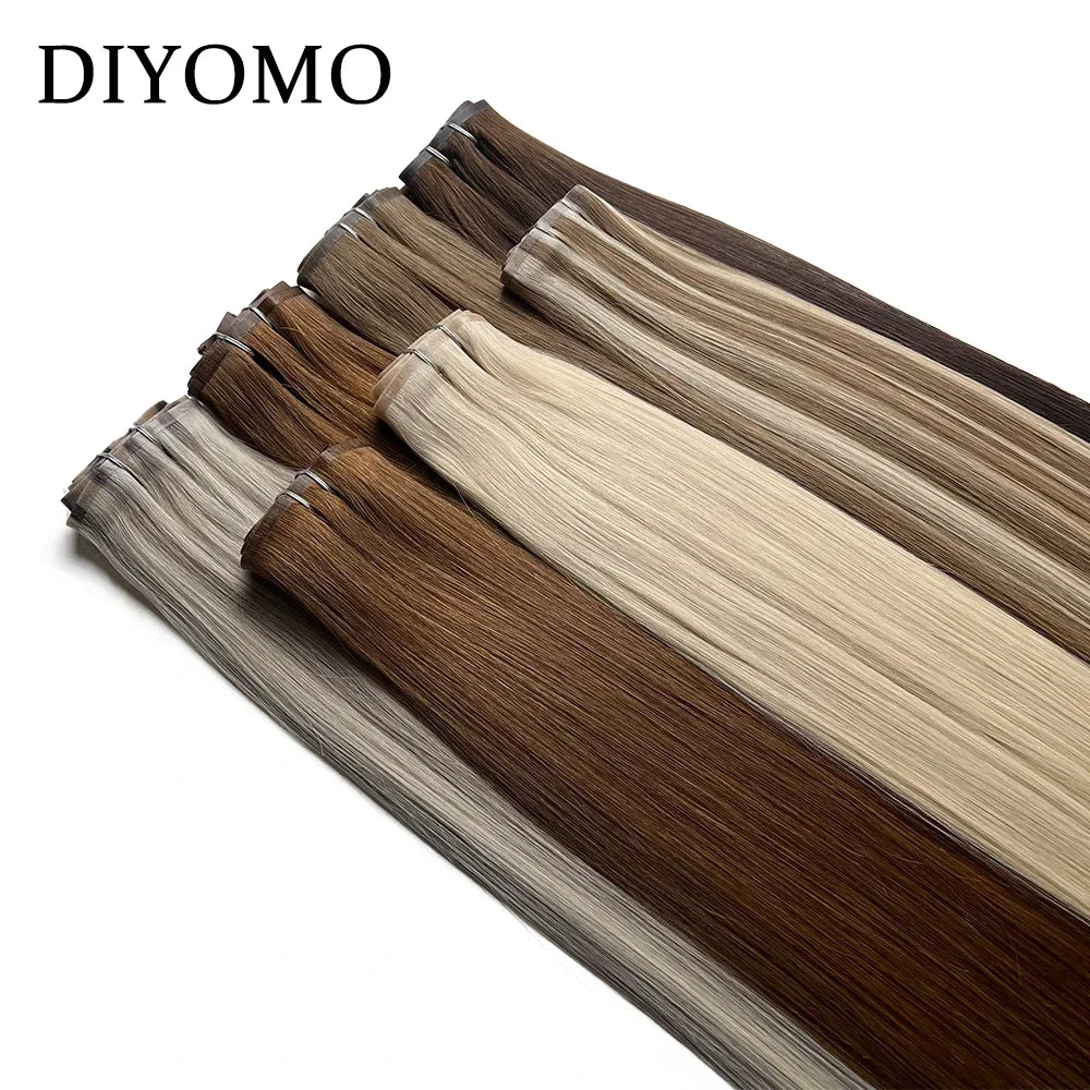 Invisible PU Clip In Hair Extension Human Hair Injected PU Tape Weft Clip in Extension 7Pcs/set 12-24inch160g Clip On Hair