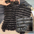 Original Hair Vietnamese 9 PCS PU Clip Natural Deep Wave Raw Human Hair 100% Premium Remy Clip hair Extensions On Tape Weft Real Hair