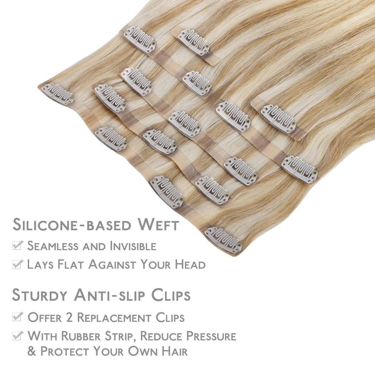 Seamless Clip In Hair Extensions Human Hair Invisible PU Tape In Remy Hair Extensions Ombre Blonde Color Skin Weft  7Pcs 150g